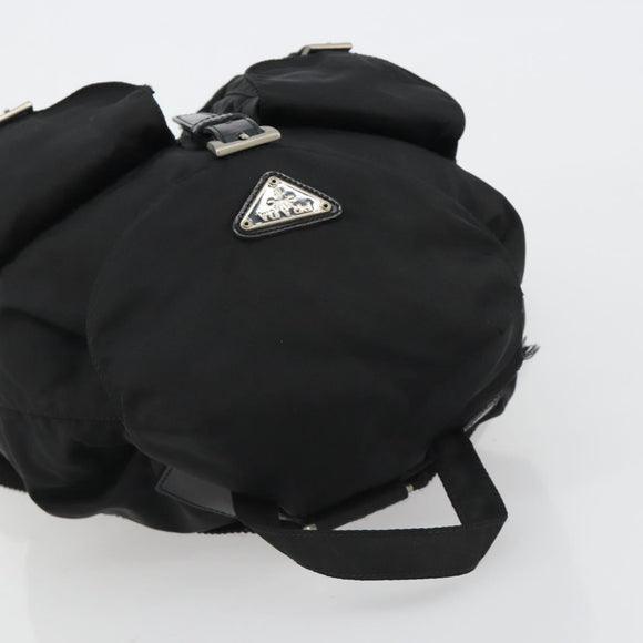 PRADA Backpack Nylon Black Silver Auth 188430
