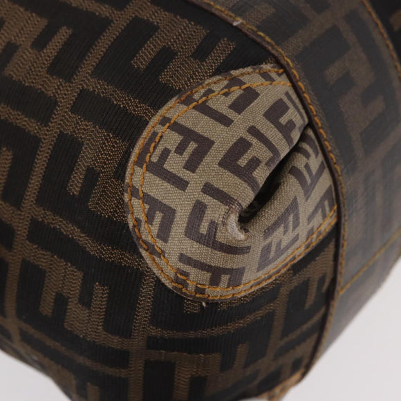 FENDI Zucca Canvas Boston Bag Black Brown Auth 188433