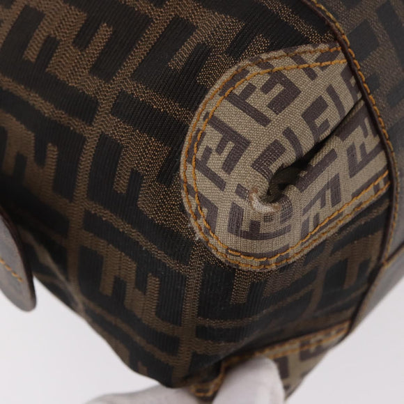FENDI Zucca Canvas Boston Bag Black Brown Auth 188433