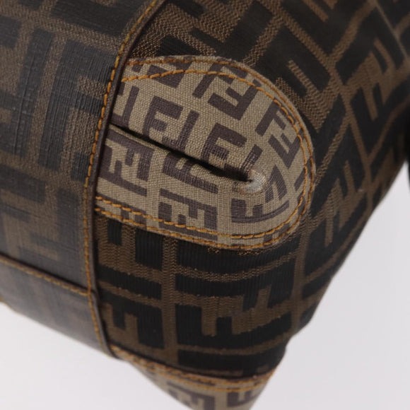 FENDI Zucca Canvas Boston Bag Black Brown Auth 188433