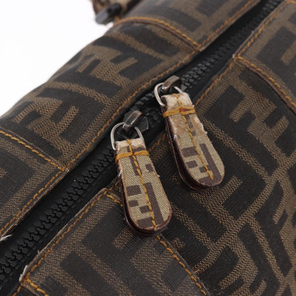 FENDI Zucca Canvas Boston Bag Black Brown Auth 188433