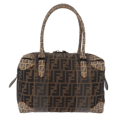 FENDI Zucca Canvas Boston Bag Black Brown Auth 188433 - 0