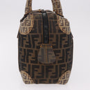 FENDI Zucca Canvas Boston Bag Black Brown Auth 188433-3