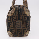 FENDI Zucca Canvas Boston Bag Black Brown Auth 188433-4