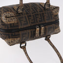 FENDI Zucca Canvas Boston Bag Black Brown Auth 188433-6