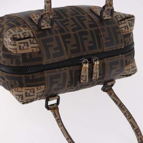FENDI Zucca Canvas Boston Bag Black Brown Auth 188433
