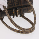 FENDI Zucca Canvas Boston Bag Black Brown Auth 188433-7