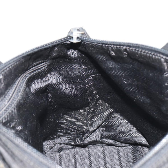 PRADA Hand Bag Nylon Black Silver Auth 188434