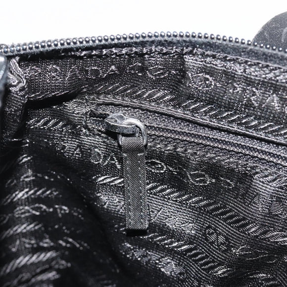 PRADA Hand Bag Nylon Black Silver Auth 188434