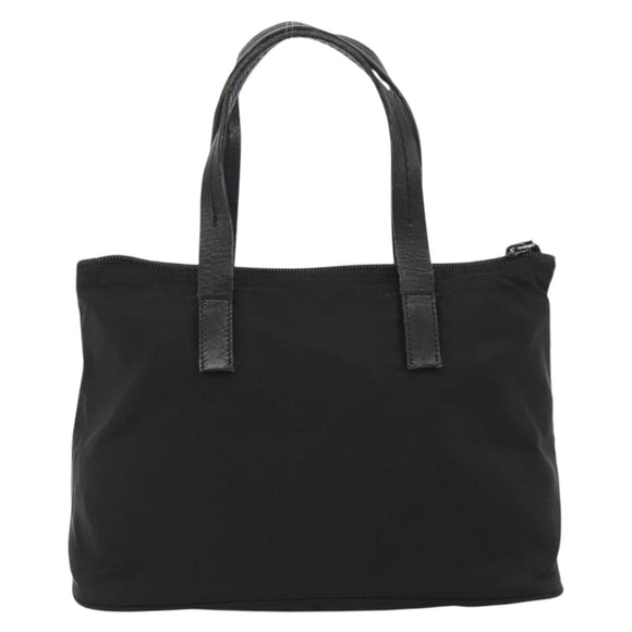 PRADA Hand Bag Nylon Black Silver Auth 188434