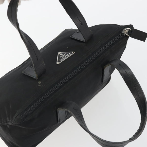 PRADA Hand Bag Nylon Black Silver Auth 188434