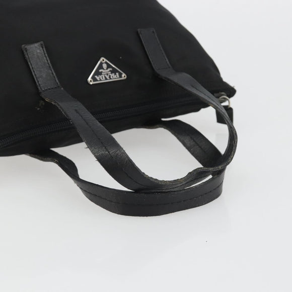PRADA Hand Bag Nylon Black Silver Auth 188434