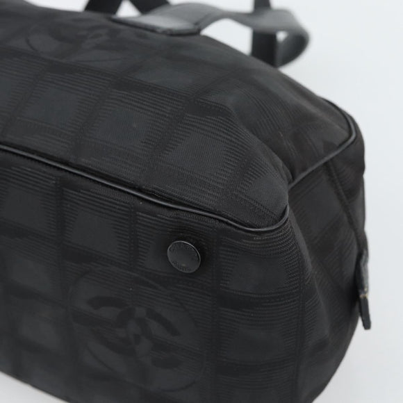CHANEL New Travel Line Hand Bag Nylon Black CC Auth 188435