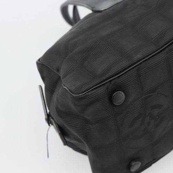 CHANEL New Travel Line Hand Bag Nylon Black CC Auth 188435
