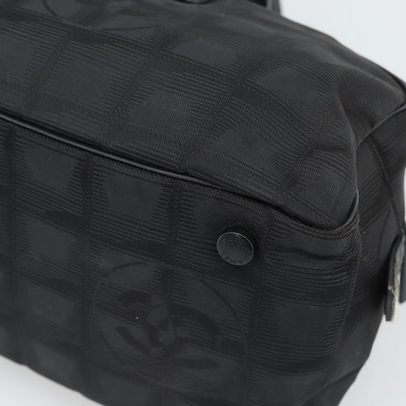 CHANEL New Travel Line Hand Bag Nylon Black CC Auth 188435