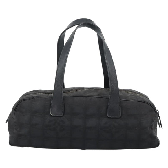 CHANEL New Travel Line Hand Bag Nylon Black CC Auth 188435