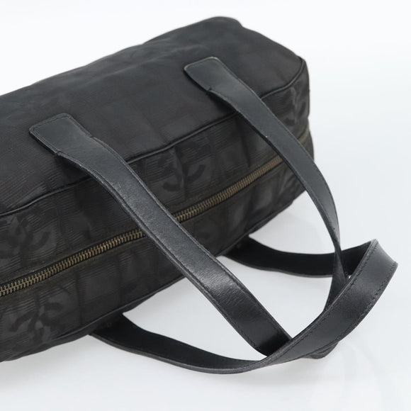 CHANEL New Travel Line Hand Bag Nylon Black CC Auth 188435