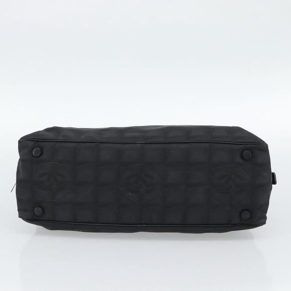 CHANEL New Travel Line Hand Bag Nylon Black CC Auth 188435