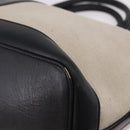CELINE Cabas De France Hand Bag Canvas Leather 2way Beige Gold Auth 188436-17