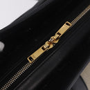 CELINE Cabas De France Hand Bag Canvas Leather 2way Beige Gold Auth 188436-21
