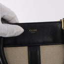 CELINE Cabas De France Hand Bag Canvas Leather 2way Beige Gold Auth 188436-22