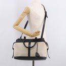CELINE Cabas De France Hand Bag Canvas Leather 2way Beige Gold Auth 188436-26