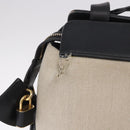CELINE Cabas De France Hand Bag Canvas Leather 2way Beige Gold Auth 188436-3