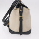 CELINE Cabas De France Hand Bag Canvas Leather 2way Beige Gold Auth 188436-5
