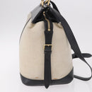 CELINE Cabas De France Hand Bag Canvas Leather 2way Beige Gold Auth 188436-6