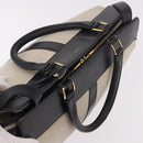 CELINE Cabas De France Hand Bag Canvas Leather 2way Beige Gold Auth 188436-8