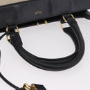 CELINE Cabas De France Hand Bag Canvas Leather 2way Beige Gold Auth 188436-9