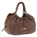 Max Mara Hand Bag Leather Brown Gold Auth 188438A-1