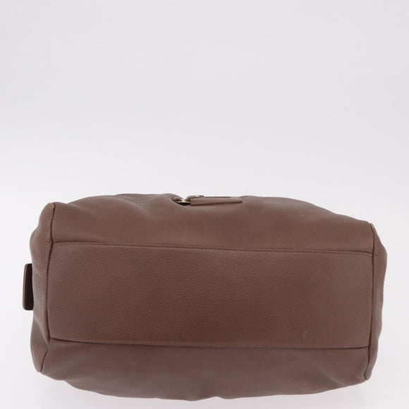 Max Mara Hand Bag Leather Brown Gold Auth 188438A