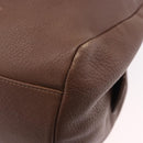Max Mara Hand Bag Leather Brown Gold Auth 188438A-12