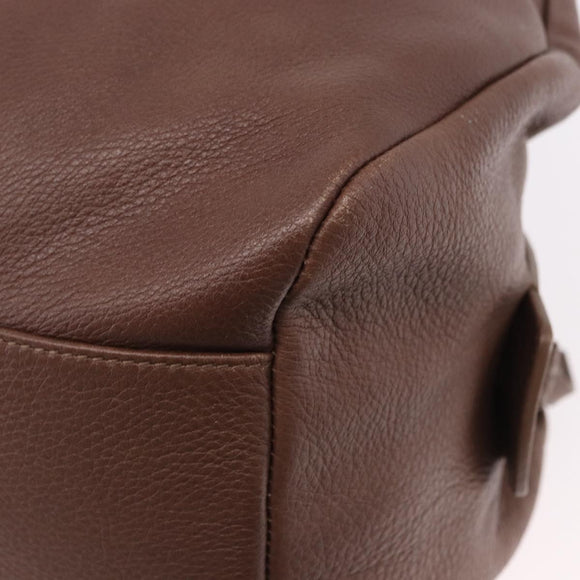 Max Mara Hand Bag Leather Brown Gold Auth 188438A