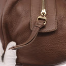 Max Mara Hand Bag Leather Brown Gold Auth 188438A-15