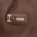 Max Mara Hand Bag Leather Brown Gold Auth 188438A-16