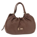 Max Mara Hand Bag Leather Brown Gold Auth 188438A-2