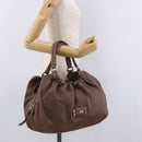Max Mara Hand Bag Leather Brown Gold Auth 188438A-23
