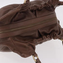 Max Mara Hand Bag Leather Brown Gold Auth 188438A-6