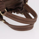 Max Mara Hand Bag Leather Brown Gold Auth 188438A-8