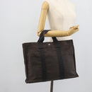 HERMES Her Line MM Hand Bag Canvas Gray Silver Auth 188440A-14
