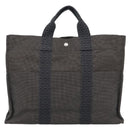HERMES Her Line MM Hand Bag Canvas Gray Silver Auth 188440A-3