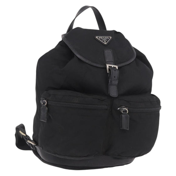 PRADA Backpack Nylon Black Silver Auth 188443