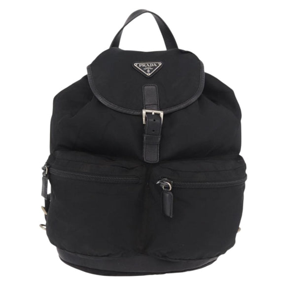 PRADA Backpack Nylon Black Silver Auth 188443