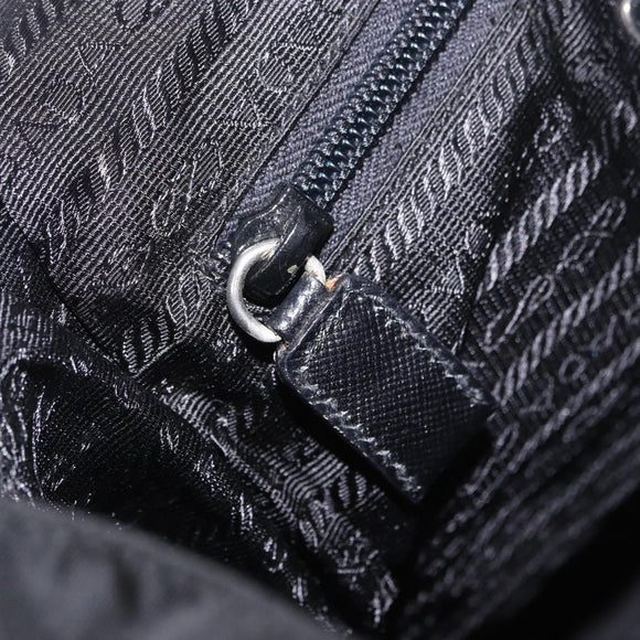 PRADA Backpack Nylon Black Silver Auth 188443