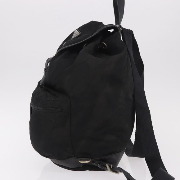 PRADA Backpack Nylon Black Silver Auth 188443