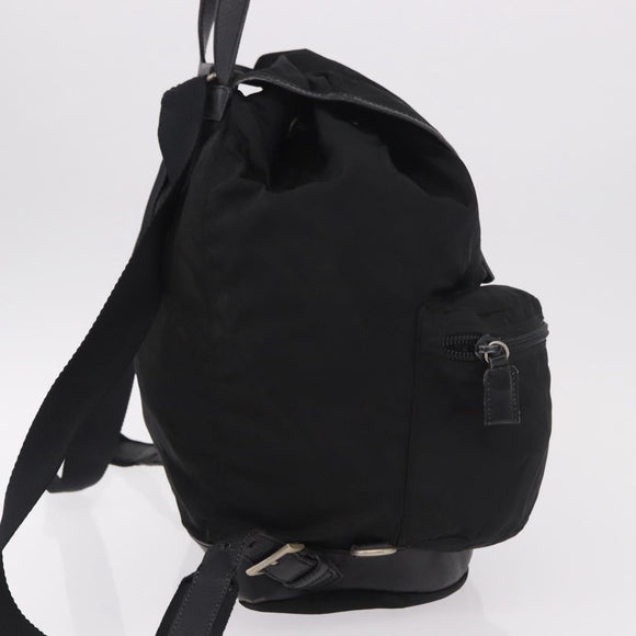PRADA Backpack Nylon Black Silver Auth 188443