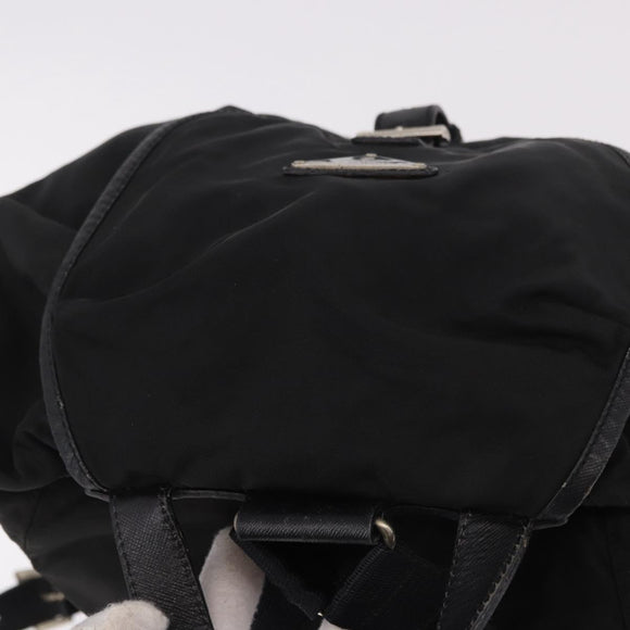 PRADA Backpack Nylon Black Silver Auth 188443