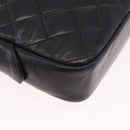 CHANEL Matelasse Chain Shoulder Bag Lamb Skin Black Gold CC Auth 188446-12